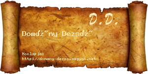 Domány Dezső névjegykártya